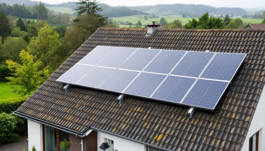 Panneaux solaires sur une villa résidentielle à Chaudfontaine