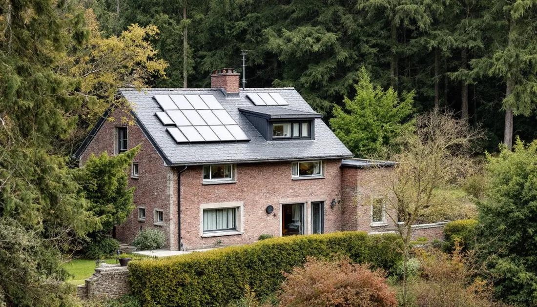 Panneaux solaires sur une maison a Esneux